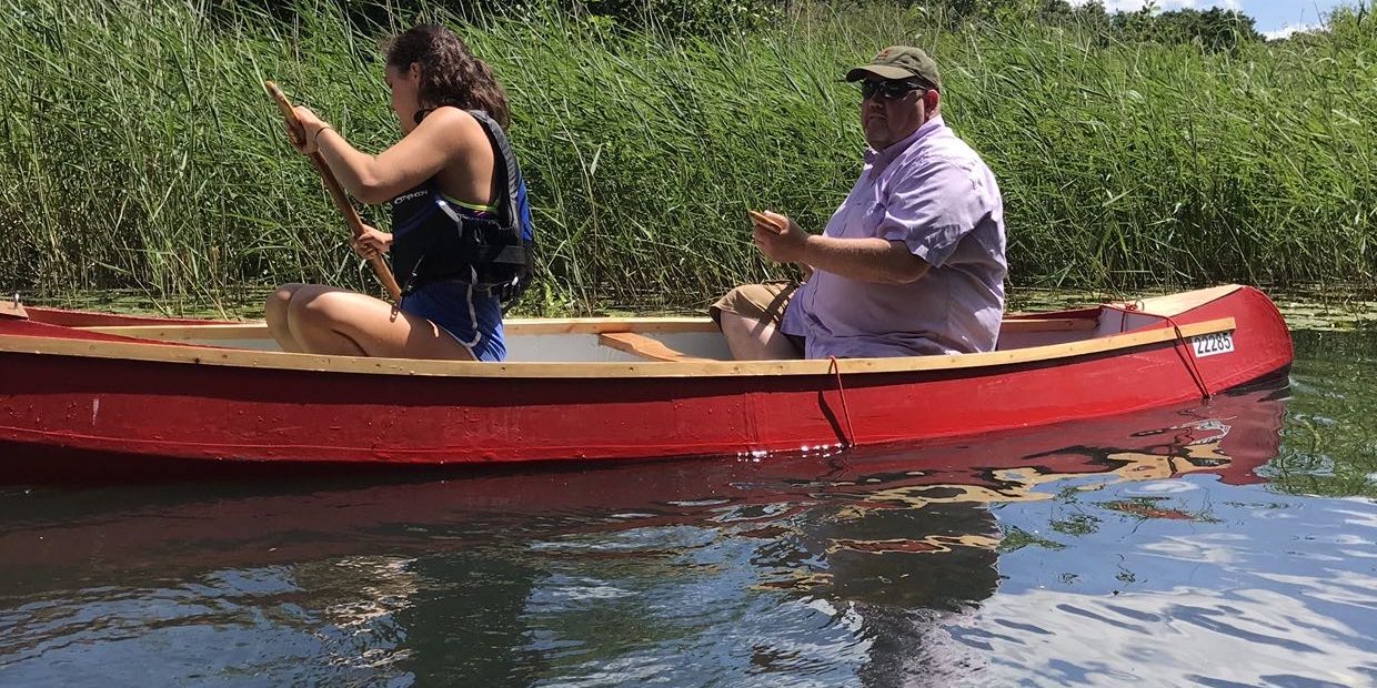 TMAF farm manager David Jones paddling his own canoe Farmer in canoe