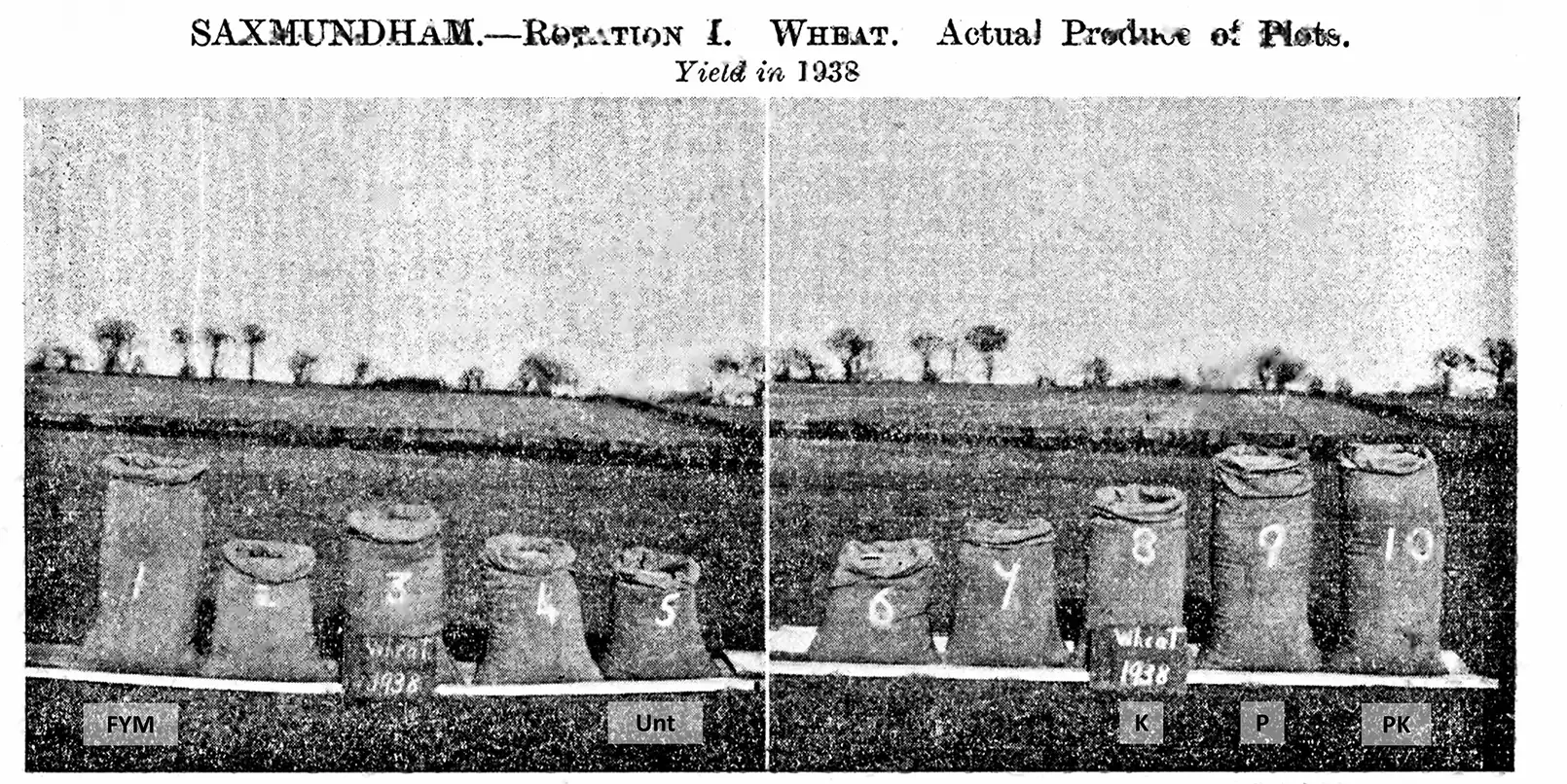1938 photo of demo to farmers of Saxmundham trial results