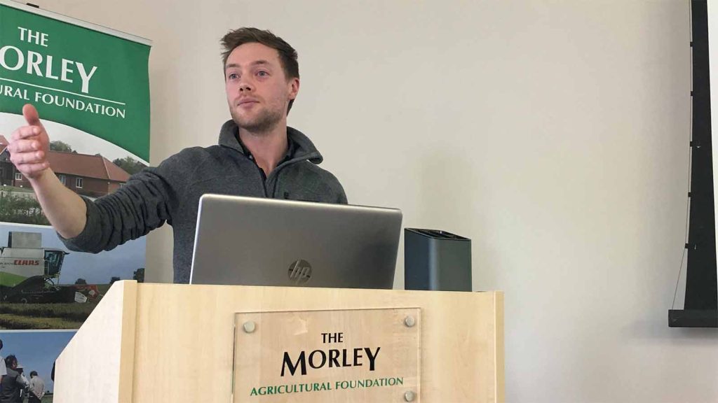 Joe Martlew, presenting research at The Morley Agricultural Foundation